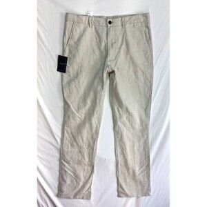 New Brook Taverner Caine Classic Fit Linen Pants Men 36L Tan Chinos Preppy NWT
